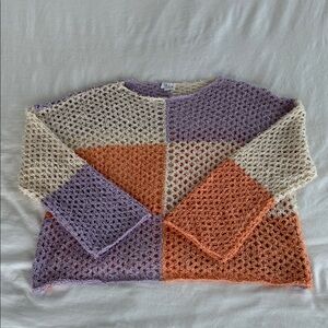 Le Lis Multicolor Crochet Sweater